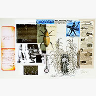 <em>Quick Death</em>, 2011, 15"x22.5", Mixed media collage on paper