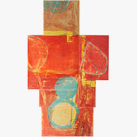 <em>Red Skip</em>, 2012, 59"x35"x3", Casein on wood panel