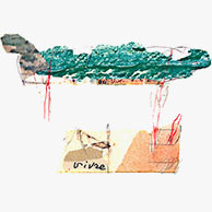<em>Vivre</em>, 2012, 8.5"x11", Mixed media collage and found material on paper