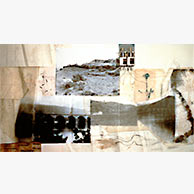 <em>Mapping the Landscape</em>, 1993, 14"x26", Mixed media and found objects on wood