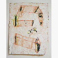 <em>Plaster Drawing 1</em>, 2000, 30"x22", Plaster, collage, colored pencil on cloth