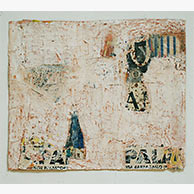 <em>Plaster Drawing 3</em>, 2000, 18"x22", Plaster, collage, colored pencil on cloth