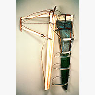 <em>Formshield</em>, 1999, 74"x40"x7", Fiberglass, cloth, natural elements, paint, wood