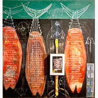 <em>Tonnare</em>, 1997, 63"x53", Mixed media on wood