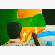 <em>Sunil Paints Sunil</em>, 2008, 8'x12', Enamel on aluminum