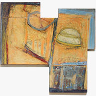 <em>East West</em>, 2012, Casein on wood panel