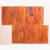 <em>Red Field</em>, 2022, 35"x42"x2", Pigmented lime plaster on poplar