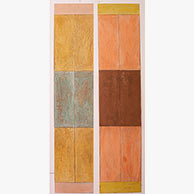 <em>Totems1&2</em>, 2021, ea: 80"x17.5"x2", pigmented lime plaster on poplar