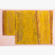 <em>Yellow Boundary</em>, 2022, 35"x37"x2", pigmented lime plaster on poplar