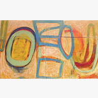 <em>Looped</em>, 2009, 42"x70.5", Casein on wood panel