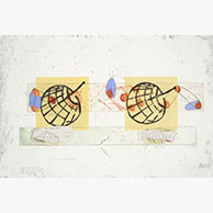 <em>Spheres EV 11</em>, 2010, 15.5"x23", Etching, silkscreen, collage on paper