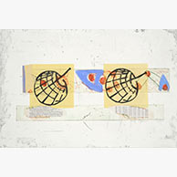 <em>Spheres EV 7</em>, 2010, 15.5"x23", Etching, silkscreen, collage on paper