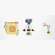 <em>Vision Vessel EV 4</em>, 2010, 15.5"x32", Etching, silkscreen, collage on paper